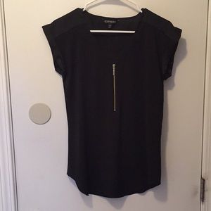 XS Black silky EXPRESS zip front shirt
